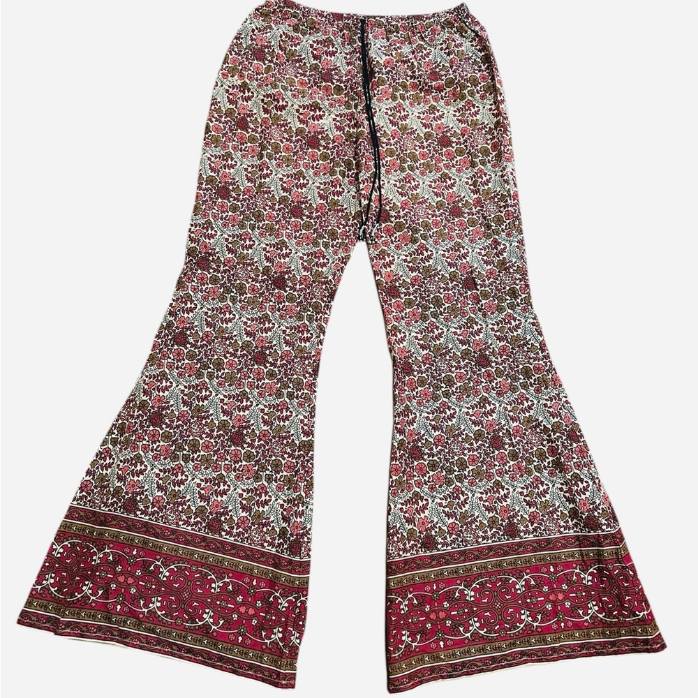 Abercrombie & Fitch Floral Wide Leg Pants - Red and White